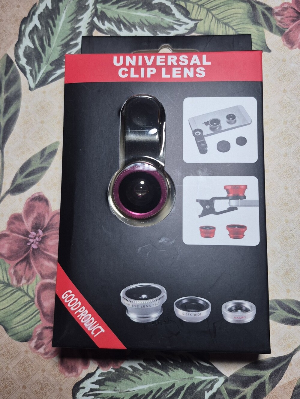 Universal Clip Lens - Black with Pink Accent
